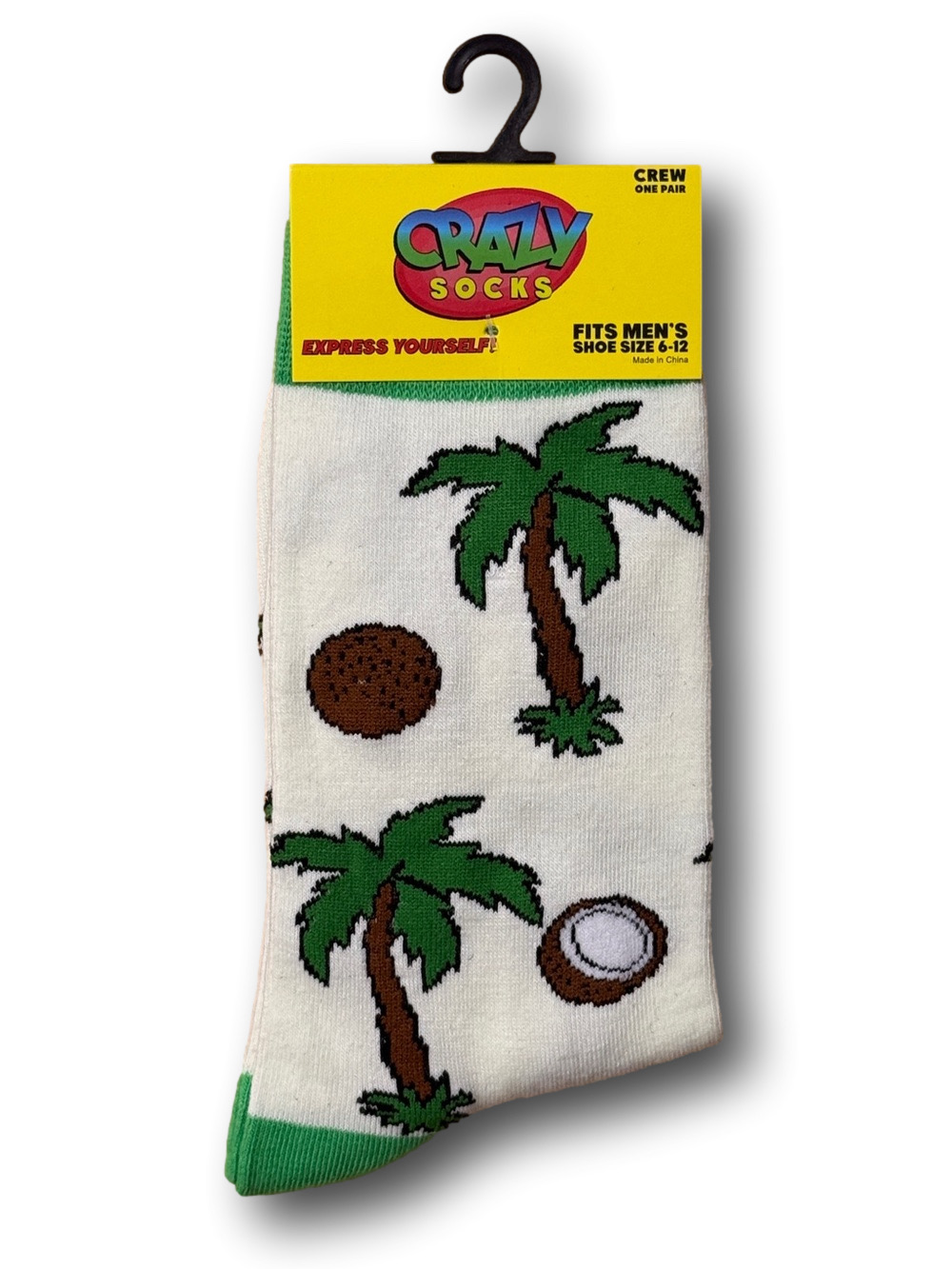 3/$18 Palm Trees & Coconuts Funny Novelty Crew Socks - NWT